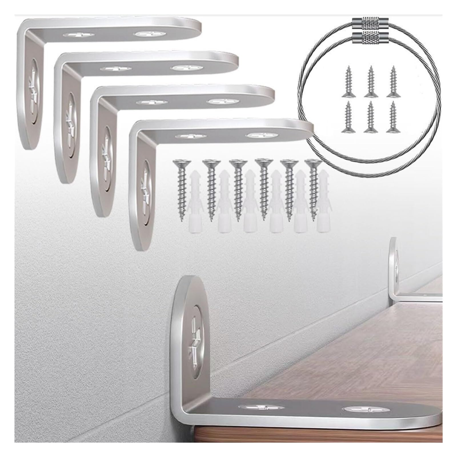 Fijación de muebles 4 Uds. anclajes antivuelco para pared y hogar 8