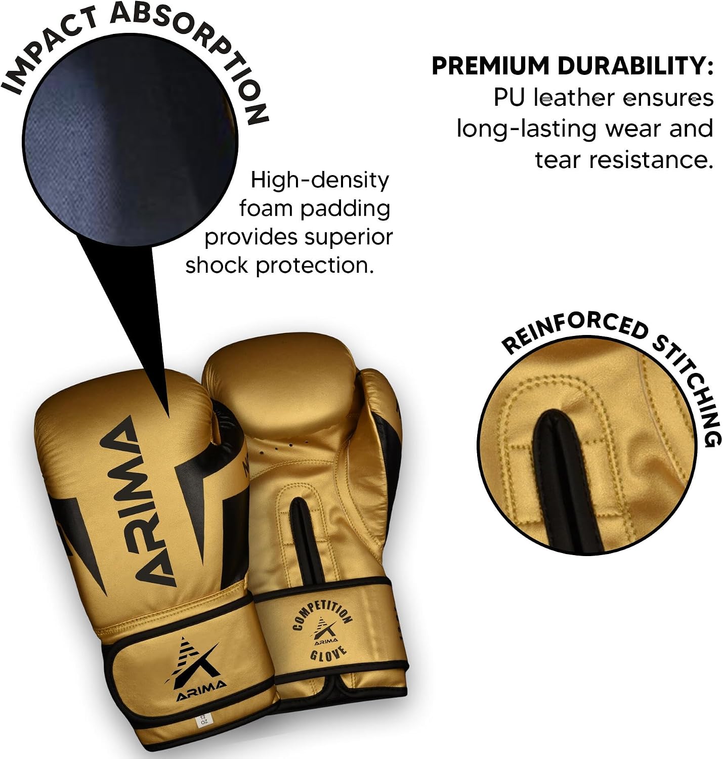 Boxing Gloves - Premium PU Leather, Heavyweight - Ideal for Boxing, Kickboxing, Muay Thai & Fitness Training