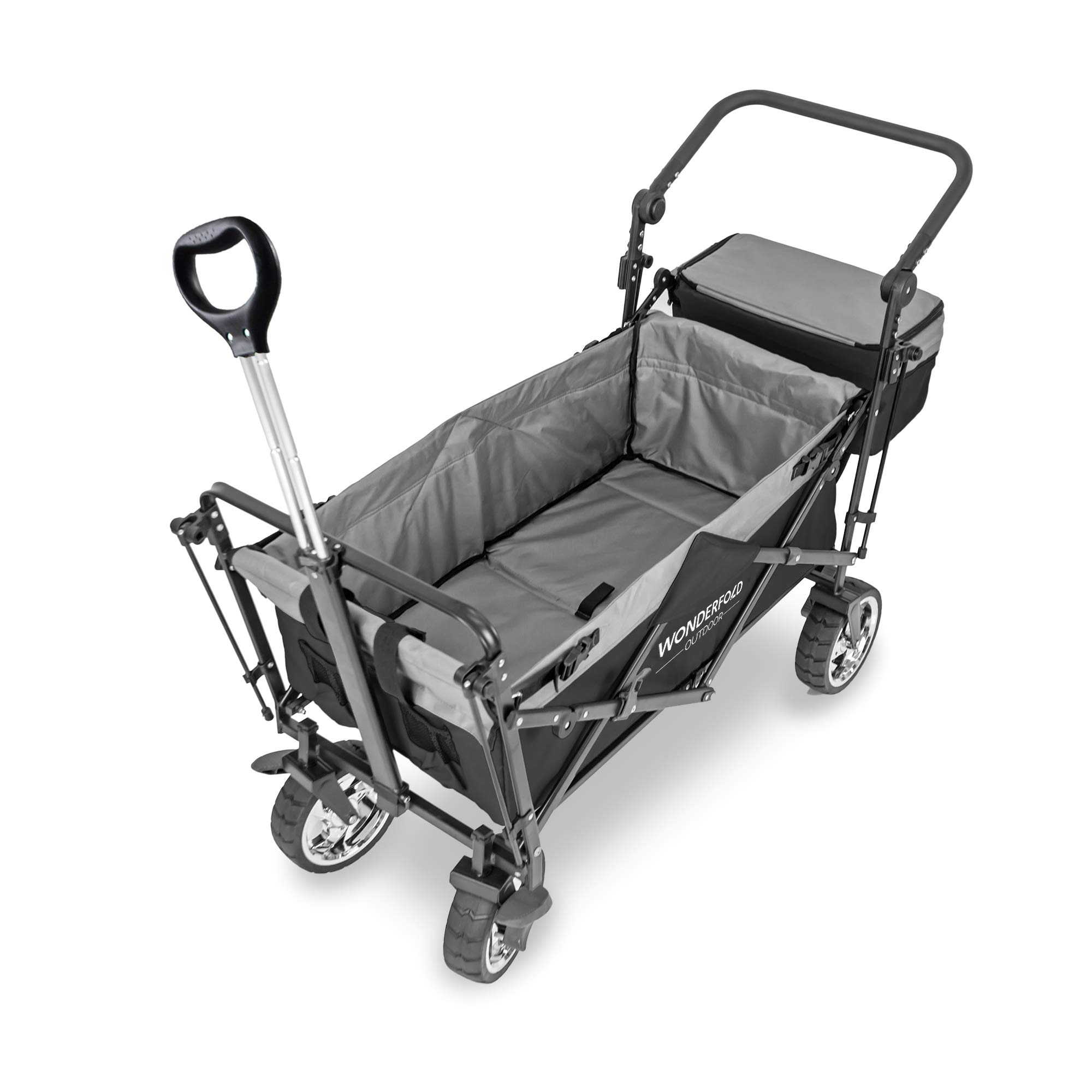 WonderFold Outdoor Push Pull Utility Folding Wagon with Removable