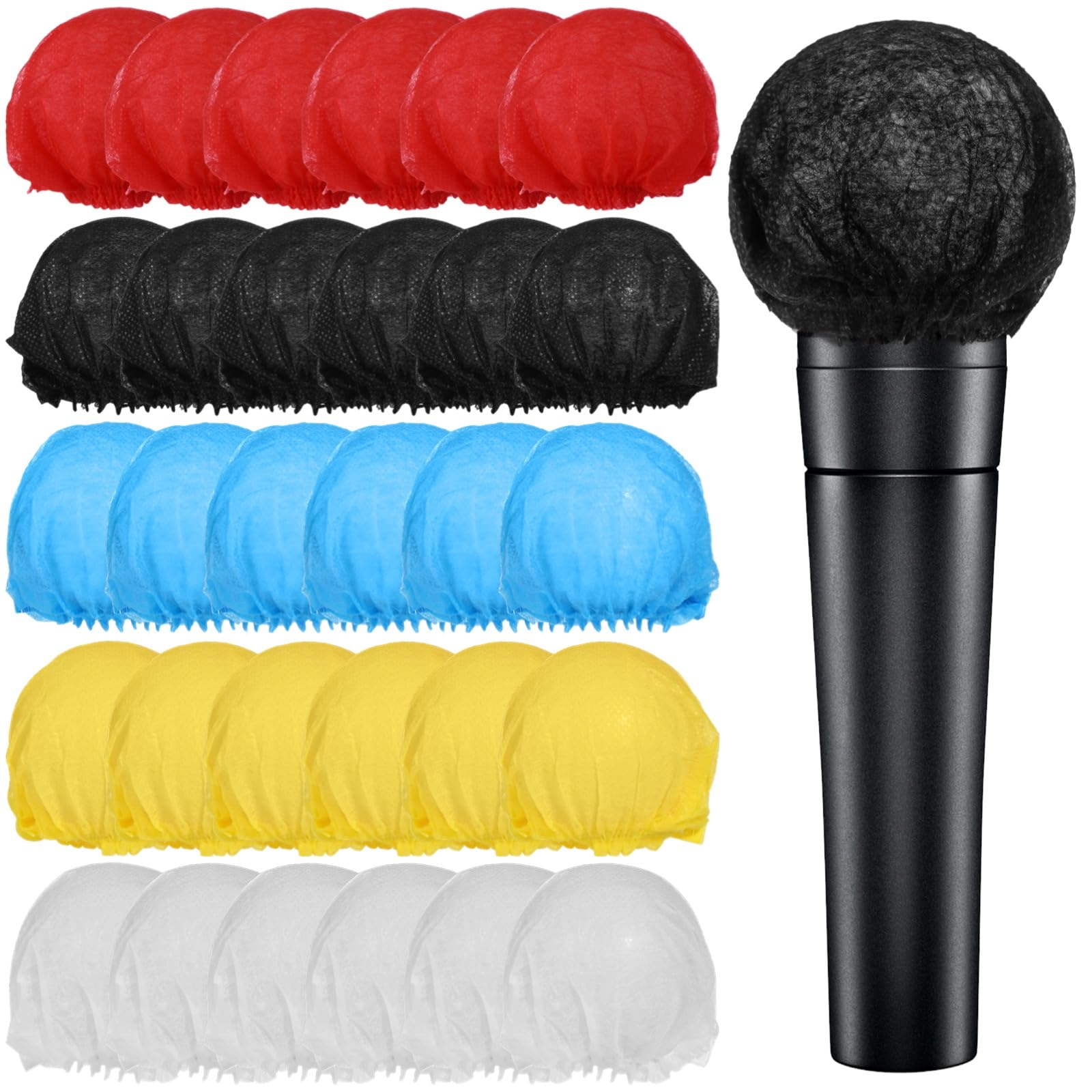 Lot de 800 housses de microphone jetables, non tissées et élastiques, emballées individuellement pour karaoké, enregistrement, performance sur scène