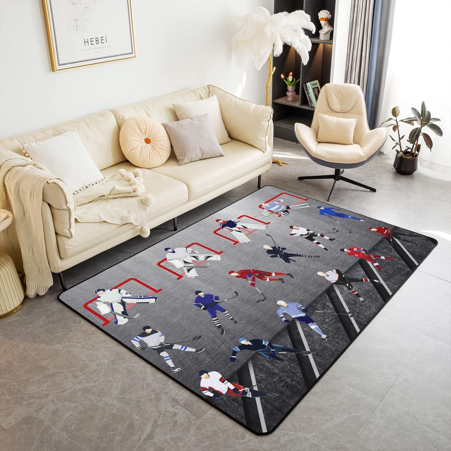Tapis de hockey lavable et résistant aux taches en polyester 120x160 cm pour espace de jeu