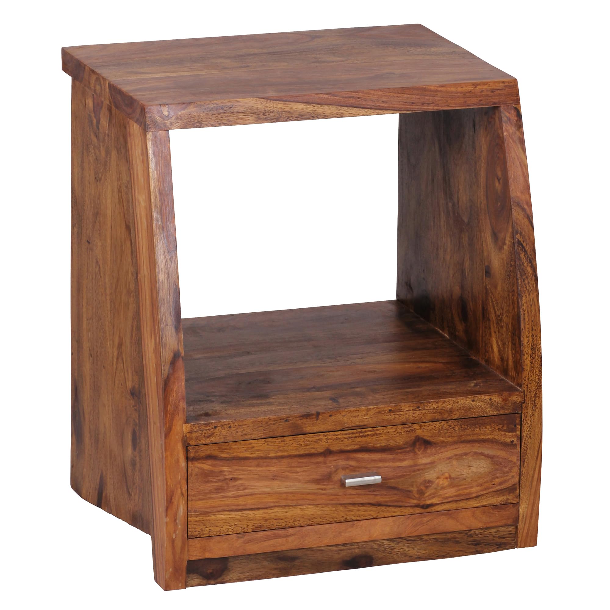 FineBuy Nachttisch 45x40x53 cm Sheesham Massivholz mit Schublade