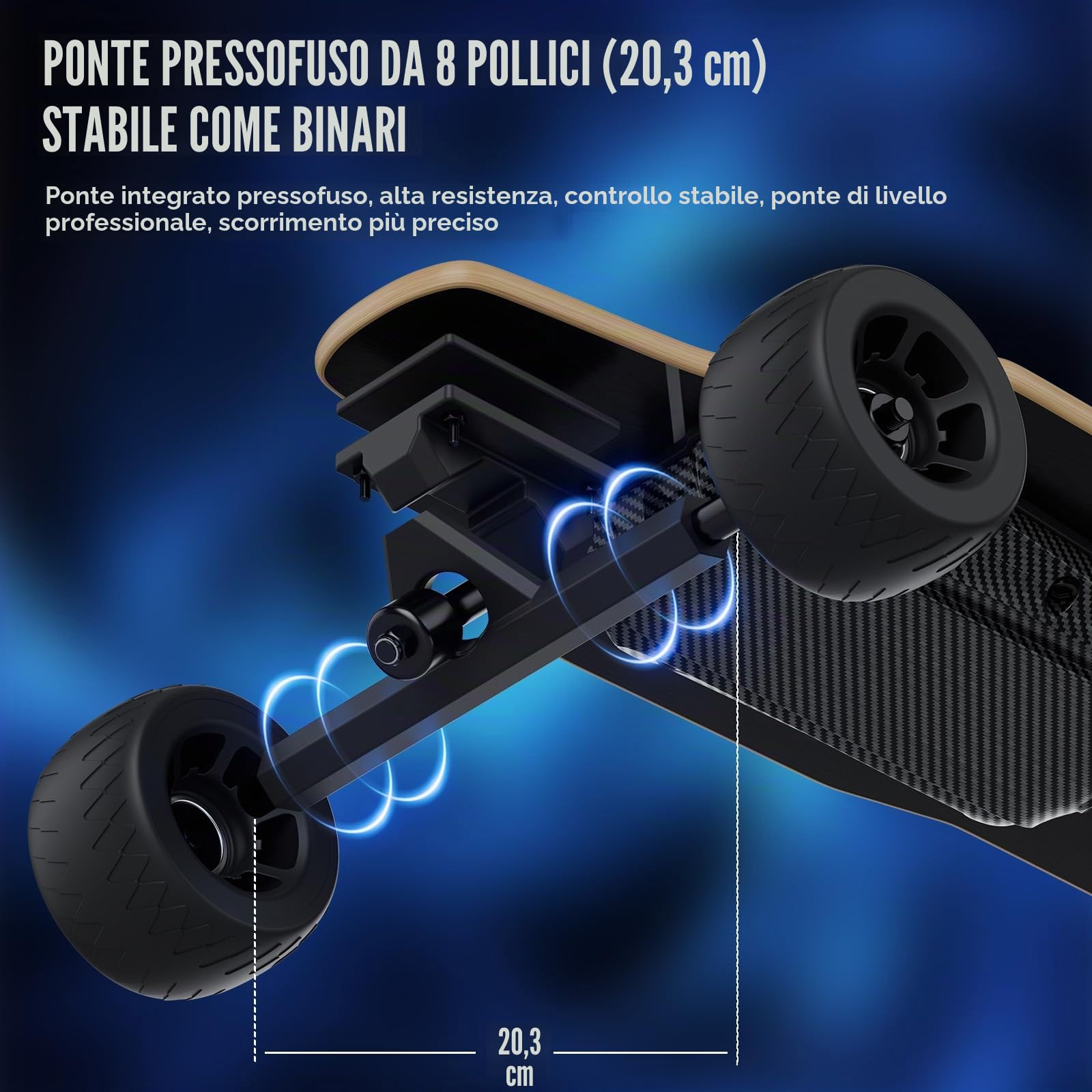 S3 Skateboard Elettrico per Adulti e Ragazzi, Motore da 1100 W, 45 km/h, Velocità Massima, Telecomando con OLED con Display