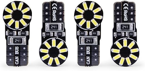 Miniatura 9 de 4 unidades Alla Lighting T10 Wedge 194 168 2825 W5W CANBU Bombillas de luz LED sin errores, blanco brillante, alta potencia 3014 18-SMD., Blanco