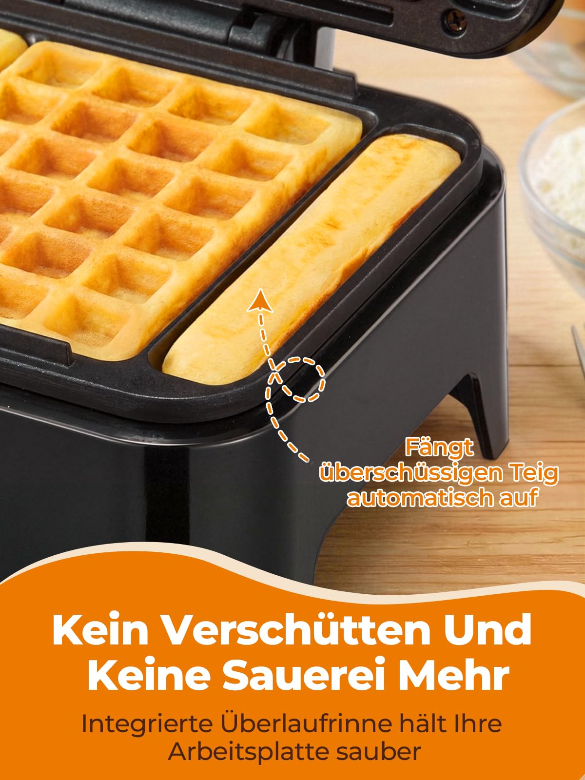 Piastra per waffle belga, doppia piastra antiaderente, con regolazione automatica della temperatura e spie di controllo