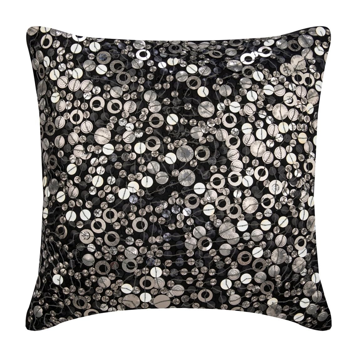 The HomeCentric Decorative Cushion Covers Pack of 2, 45x45 cm (18"x18") Black, Silk Throw Cushion Covers, Cushion Covers - Black Night โ image 1