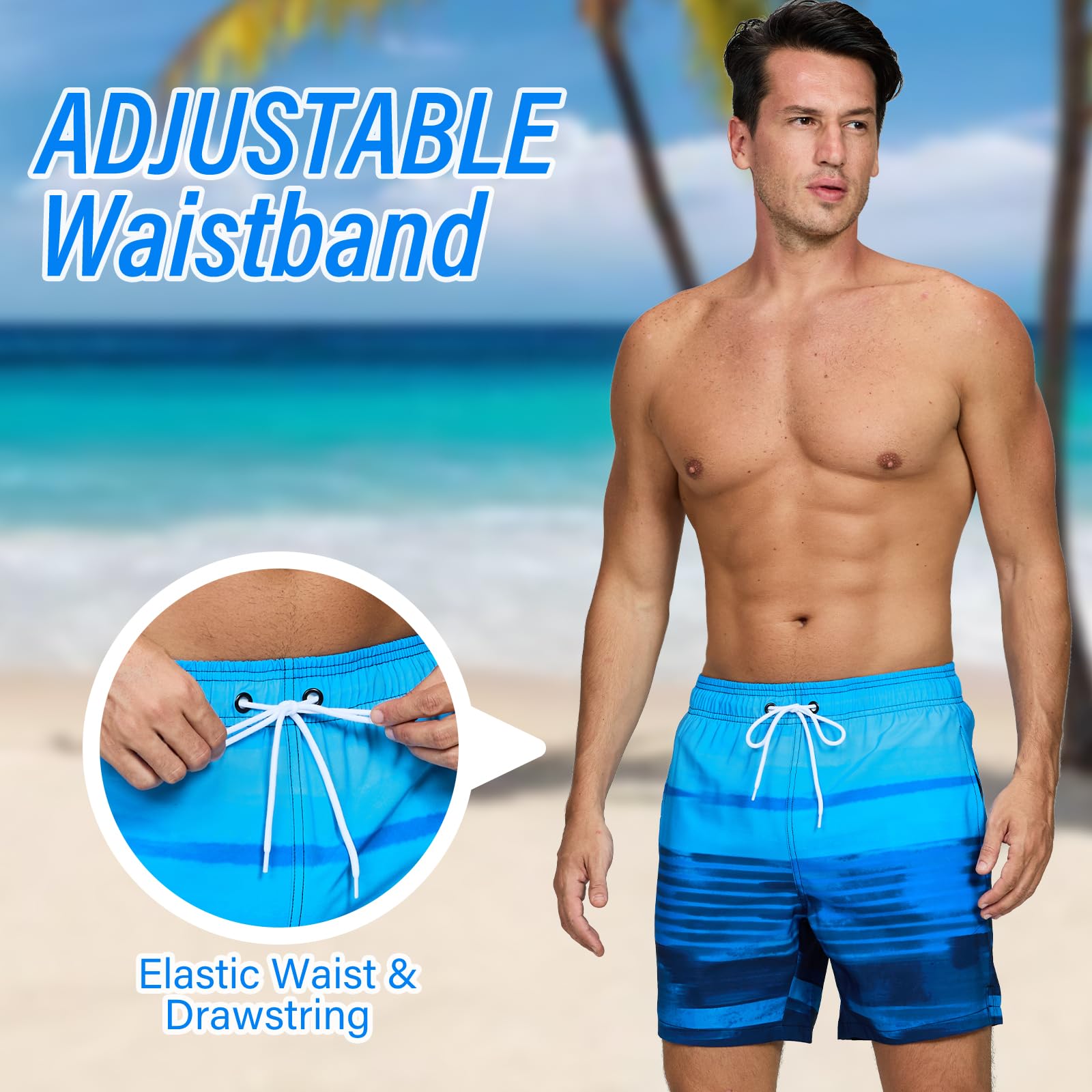 Vorvowry Costume Uomo Mare Calzoncini Asciugatura Rapida Costumi da Bagno Impermeabile Boxer con Tasca Estivi Pantaloncini Uomo Colore Sfumatore per Nuoto Corsa Fitness