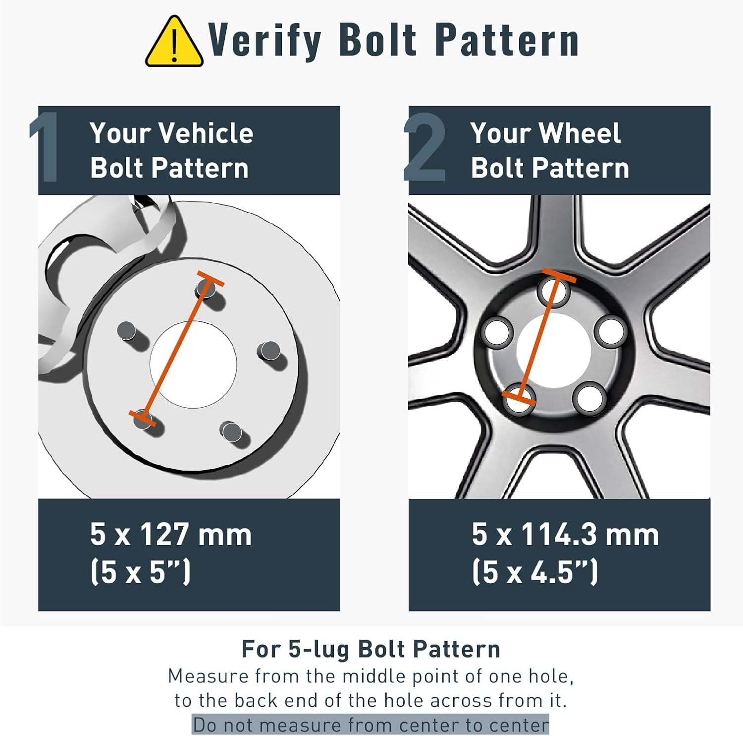 RockTrix - 1.25in Thick Wheel Adapters (Changes Bolt Pattern) Converts 5x5 to 5x4.5 (78.3mm Bore, Metric 12x1.5 Studs Nuts) - 5x127 to 5x114.3, 32mm Silver Spacers, 1.25 inch, 4pcs