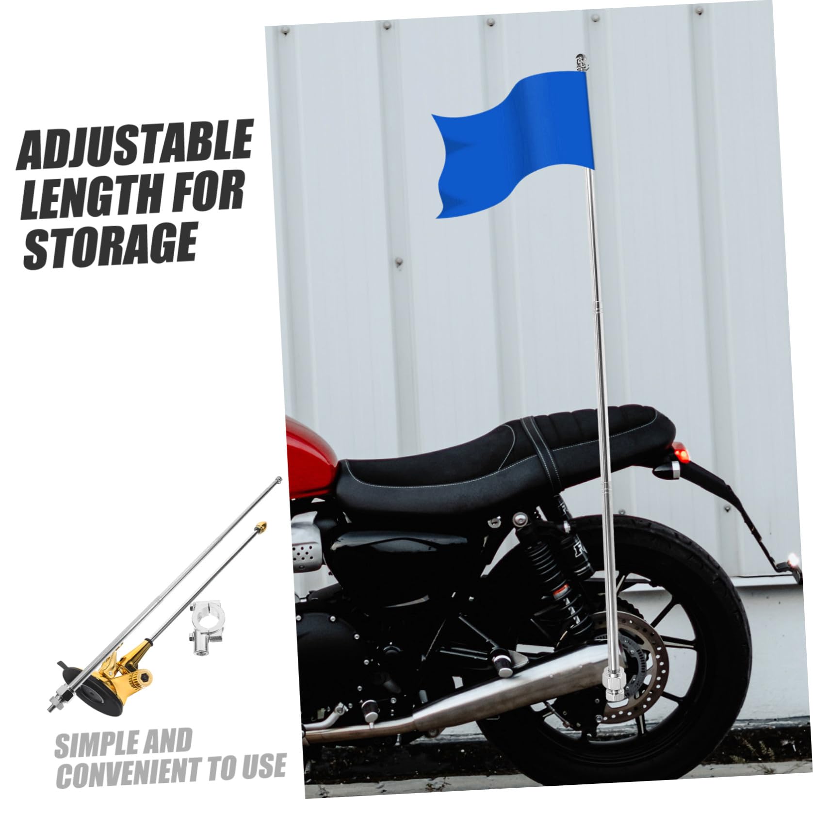 Cabilock Asta de Bandera Retráctil para Bicicleta de Aleación de Aluminio y Acero, Portátil Longitud Ajustable para Mayor Seguridad en Paseos