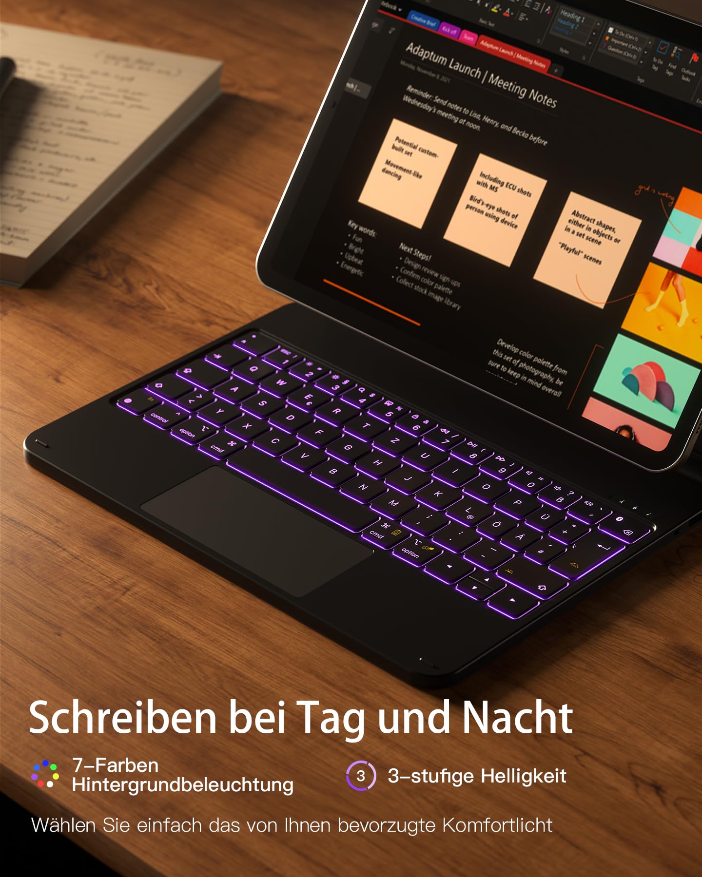 Inateck NeoMagic Magnetische Tastatur Hülle für iPad Air 11 Zoll M4/M3/M2 (2026/2025/2024),Air 5/4,Magic Keyboard für iPad Pro 11,Freitragender Ständer,7-Farbige Beleuchtung,KB09119