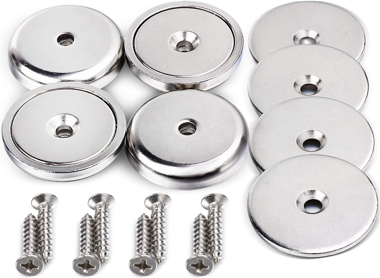 DIYMAG Neodymium Round Base Magnet with Mounting Screws, Strong, Permanent, Rare Earth Magnets. DIY, Building, Scientific and Craft Pot Magnets, 1.26 inch（32mm）, Pack of 4