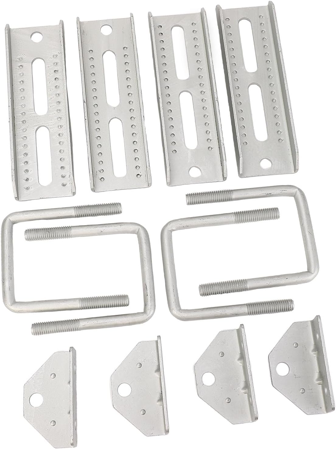 Boat Trailer Bunk Brackets 8in Galvanized Iron Adjustable Height Bracket Kit with Slotted Holes for Pontoon Jet Ski Trailers