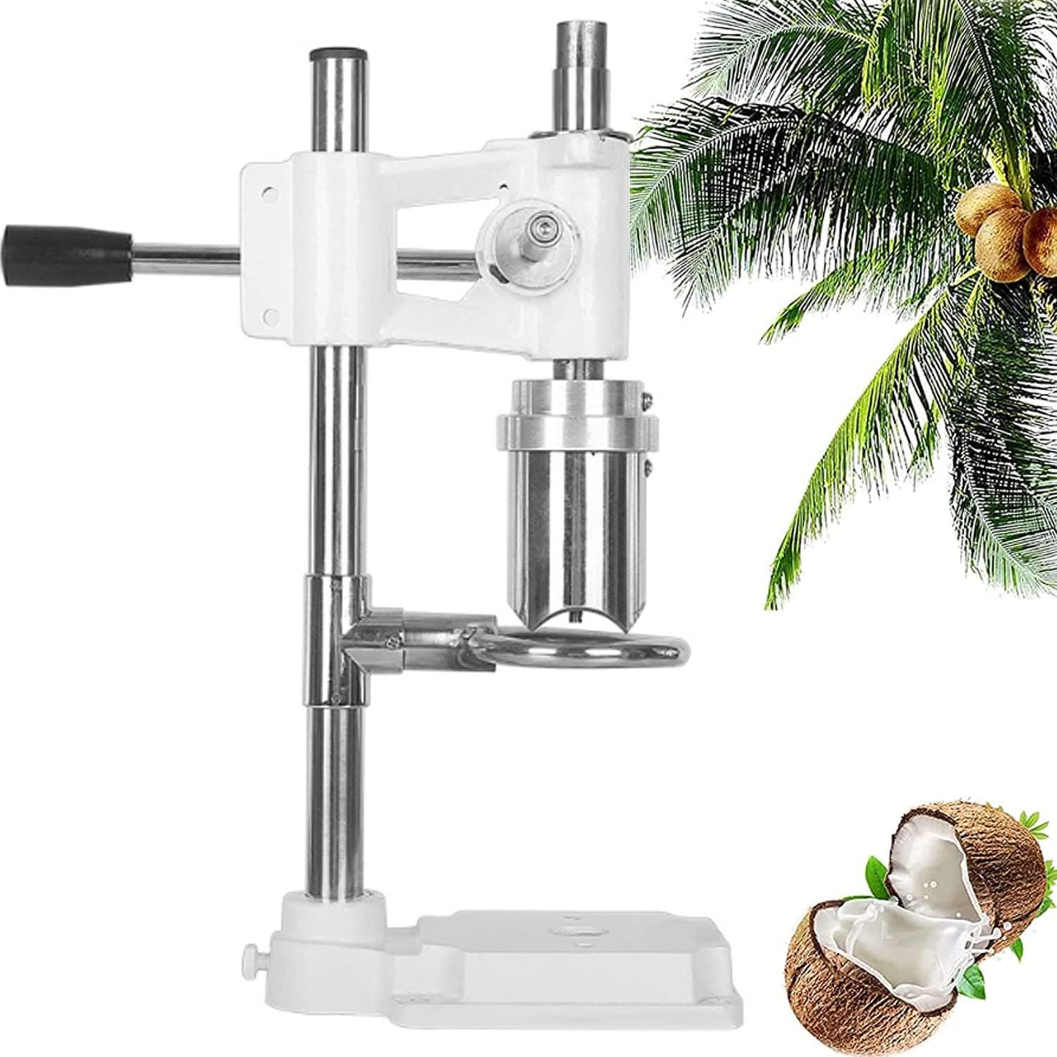 Coconut Opener Vertical,Manual Stainless Steel Coconut Opener,Hole Drill Tool Fruit Shop Manual Coconut Opening Machine for Shops and Fruit Markets