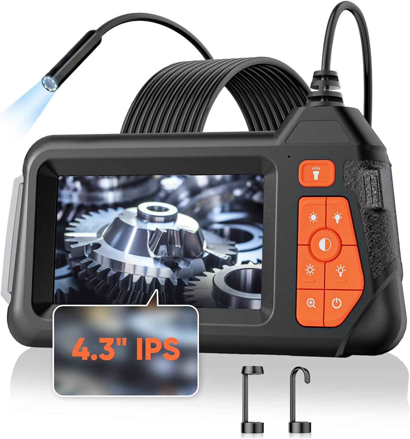 32.8FT Flexible Borescope Camera- 4.3" 1080P HD, IP67 Waterproof Industrial Endoscope Camera for Sewer/Automotive Pipe/Wall Inspection,1pack