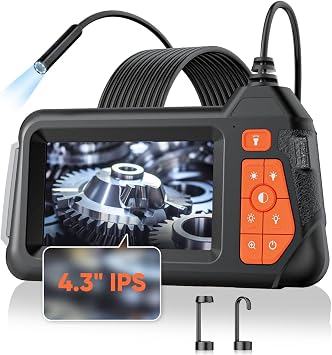 32.8FT Flexible Borescope Camera- 4.3" 1080P HD, IP67 Waterproof Industrial Endoscope Camera for Sewer/Automotive Pipe/Wall Inspection,1pack