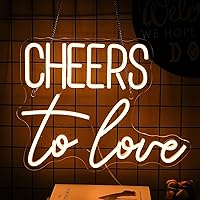 Vista 2 de Letrero de neón regulable con texto en inglés Cheers to Love con luces de neón para decoración de pared, decoración de Navidad, boda, compromiso