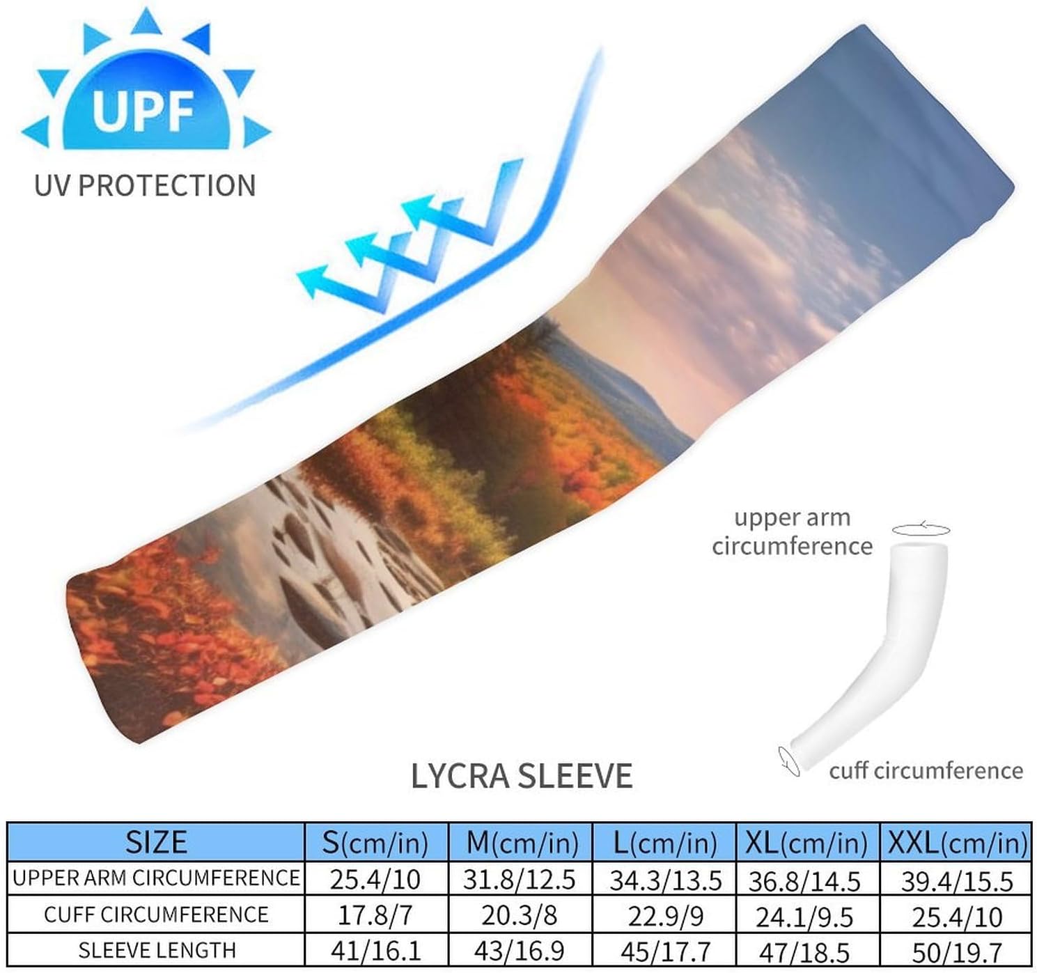 UV Sun Protection Cooling Arm Sleeves XX-Large (xx_l), Compression, Soft | Autumn Landscape Arm Covers for Sport, Breathable, Tattoo Cover Up, Portable Arm Brace for Women Men