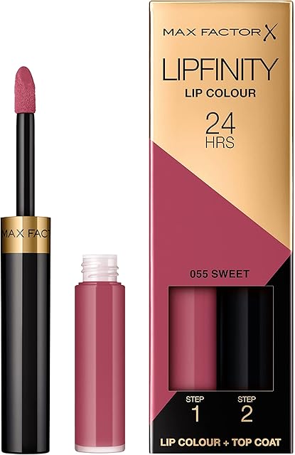 Max Factor Lipfinity Lip Colour 24h dwufazowa szminka o długotrwałym efekcie, pomadka do ust 2 w 1, trwałość do 24h, nr 055 - Sweet