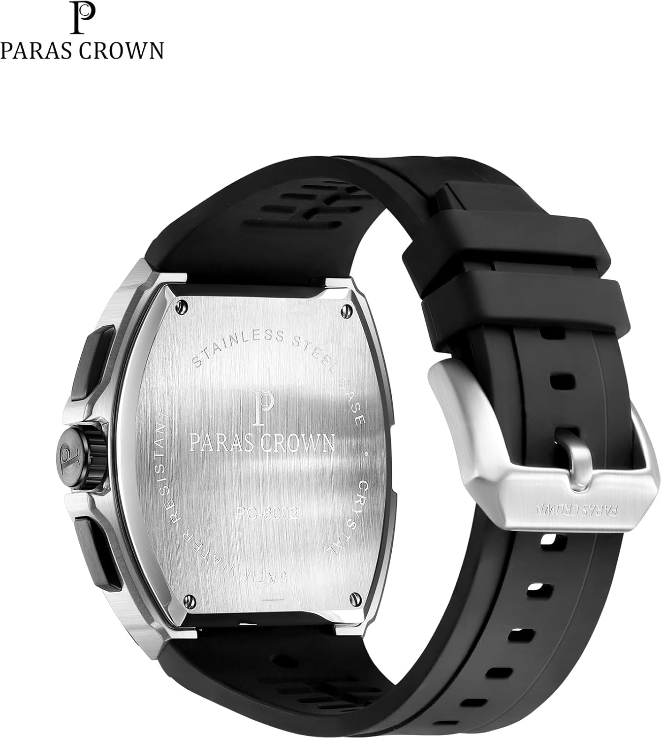 Paras Crown Watches for Men Tonneau 5ATM Waterproof Quartz Luxury Chronograph Analog Men's Wrist Watches Stainless Steel Case Mens Watches - Image 7