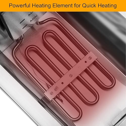 Miniatura 4 de ROVSUN Freidora eléctrica de 12.5 cuartos de galón con canasta, temporizador, drenaje y tapa, freidora de aceite comercial de acero inoxidable de un