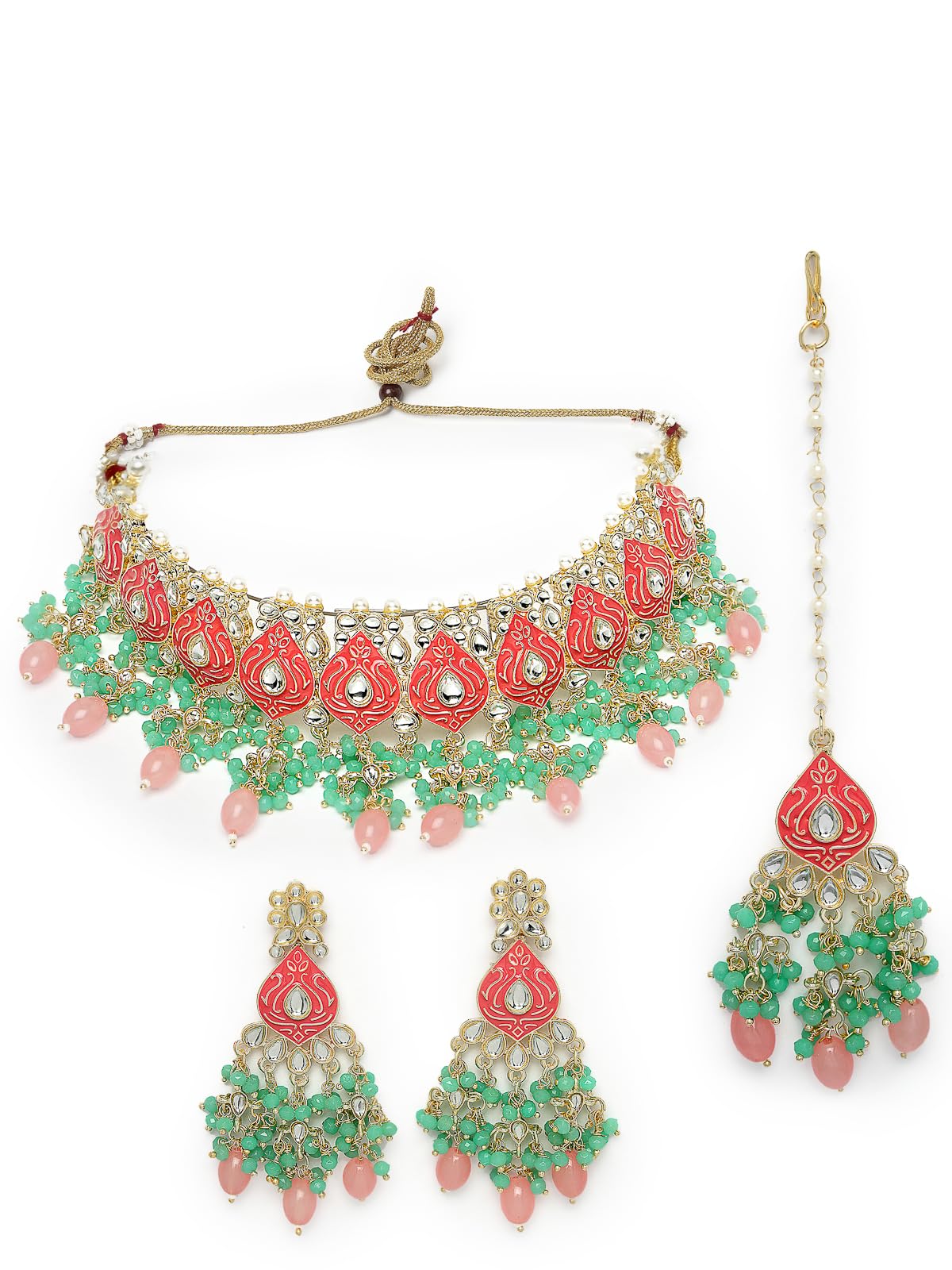 See full amazon price history chart for Studio Sukkhi Memorable Gold Plated Meenakari With Kandan Studded Pink & Mint Green Collar Bone Necklace Set With Dangler Earrings And Maangtika | Jewellery Set For Women And Girls (NS105831) Studio Sukkhi Memorable Gold Plated Meenakari With Kandan Studded Pink & Mint Green Collar Bone Necklace Set With Dangler Earrings And Maangtika | Jewellery Set For Women And Girls (NS105831) (B0CPLZ2PSS) Amazon Price History, Amazon Price Tracker