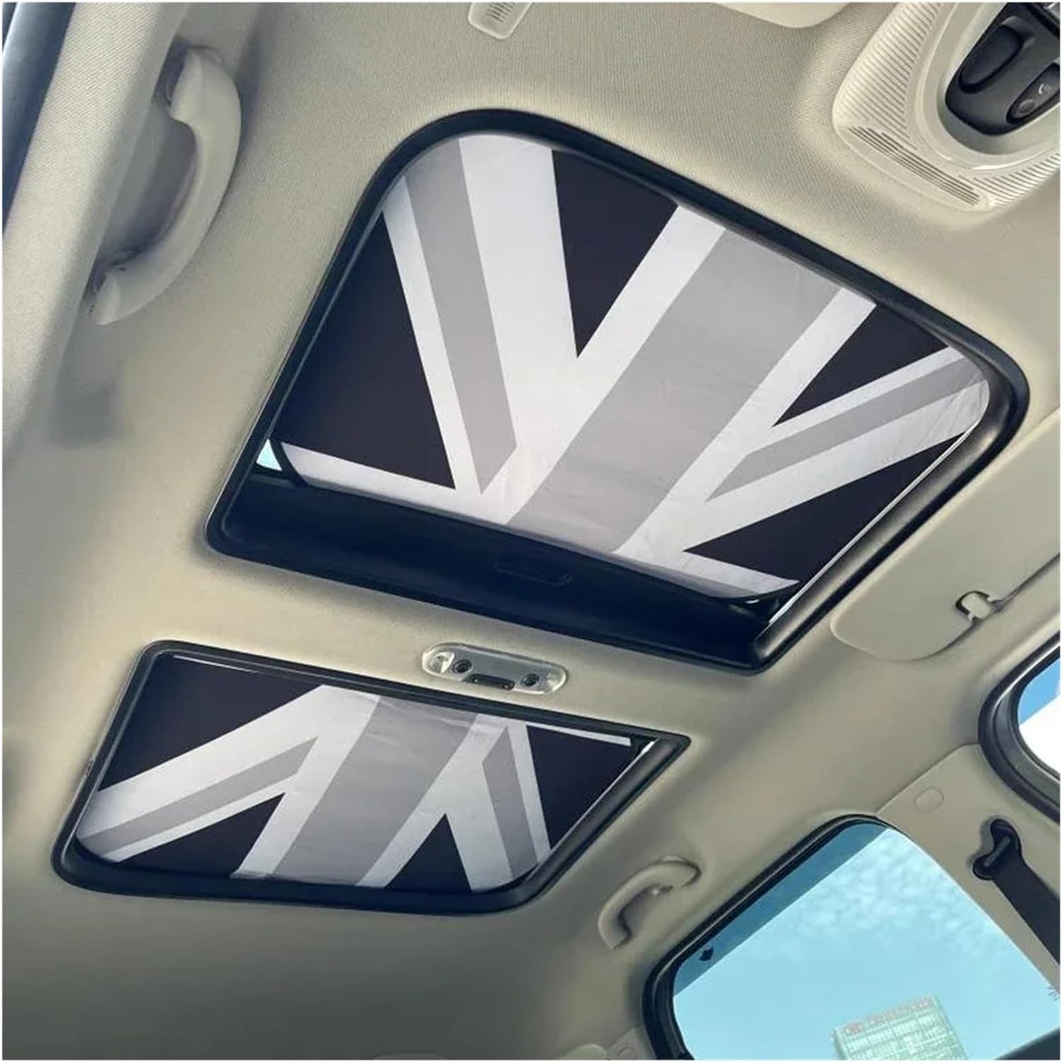 PETRELS 2pcs Car Sunroof Sunshade Cover Fit for Mini S JCW R55 R56 R57 R58 R59 R60 R61 F54 F55 F56 F57 F60 Countryman Clubman Car sunroof Shade(Gray Jack)