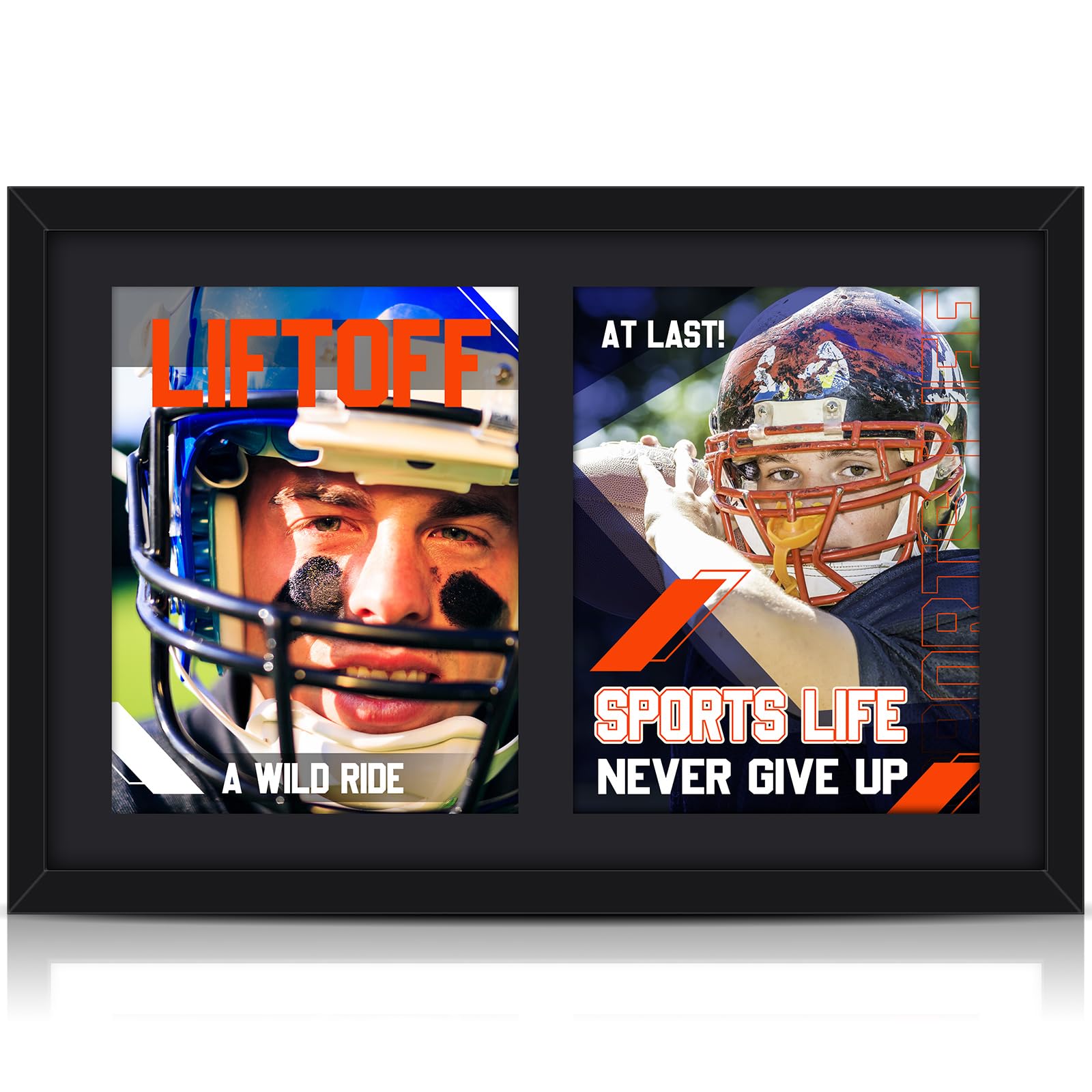 Qunclay 1 Pcs 14x20 Inch Double Magazine Frame Displays Two 8x11 Inch Magazines Picture Frame with Installed Hangers and Core Matting Plastic Frames for Certificate Collages Weddings Photo (Black Mat)