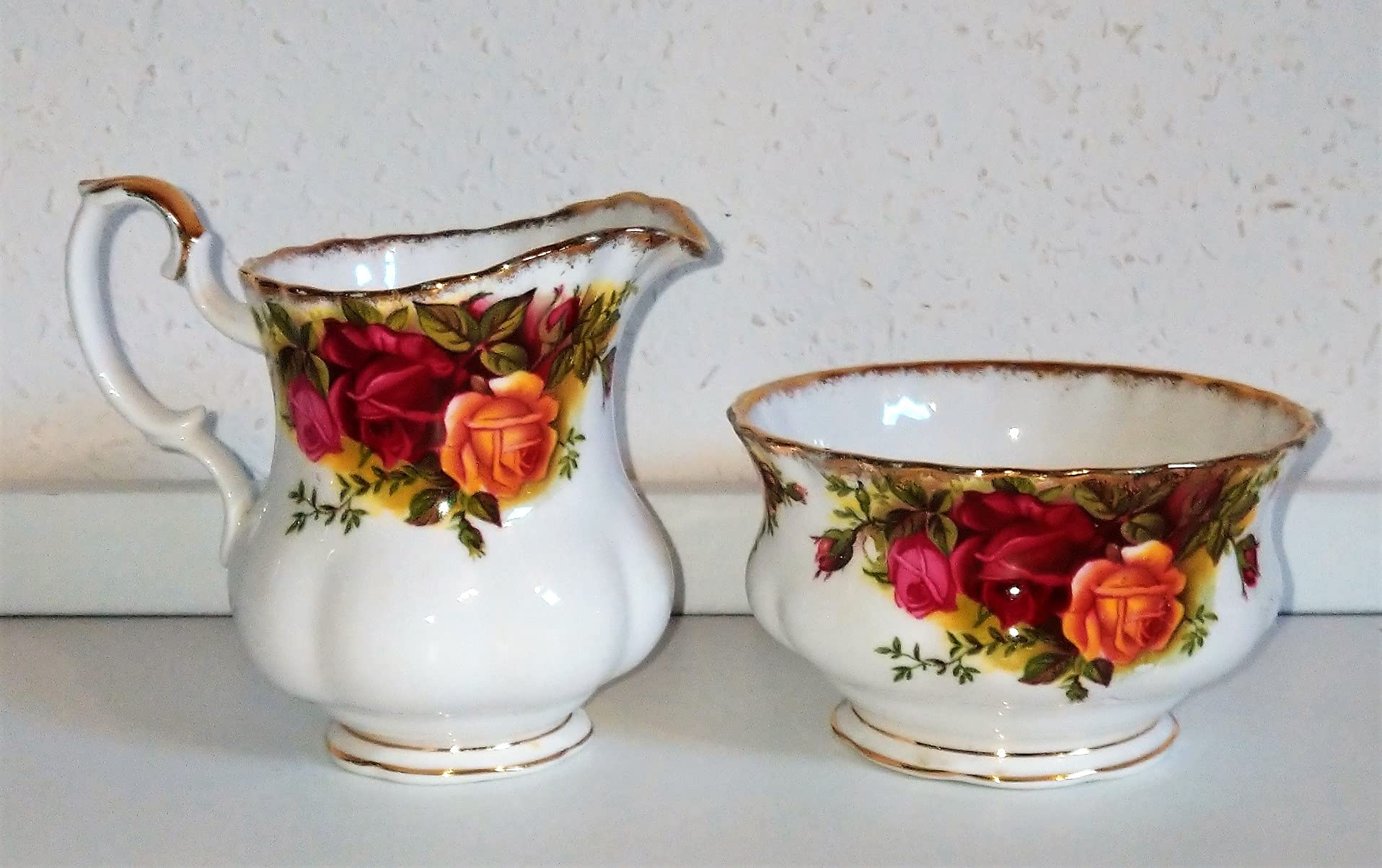 Rofu/Milchkännchen und Zuckerdose/Original/Old Country Rose/Knochenporzellan/Pink/Klassisch/Pitcher/Kaffeeservice