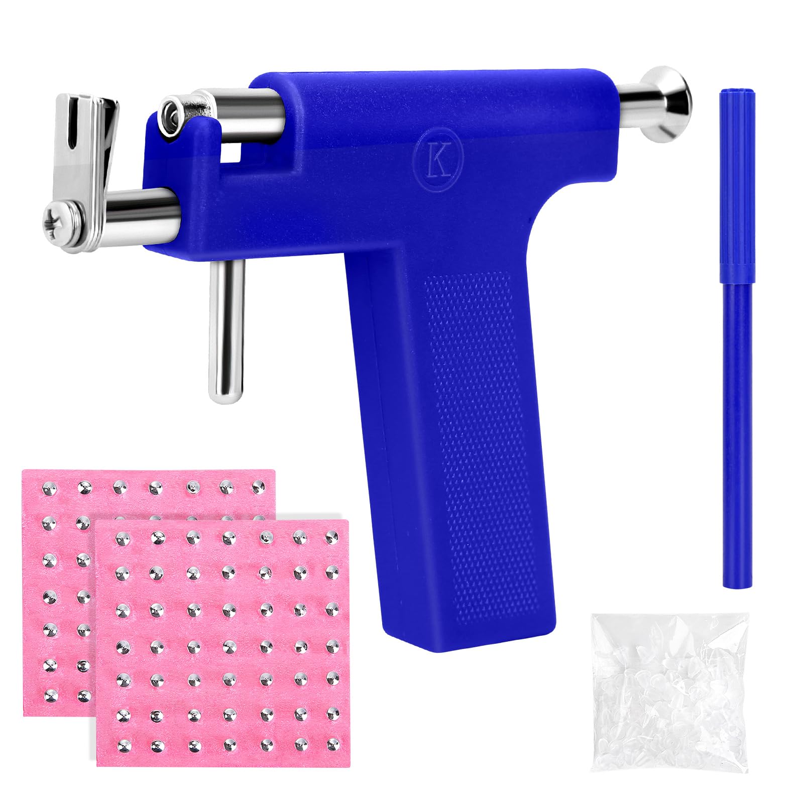 Delisouls Juego de 98 piercings para oreja, juego de pistolas de perforación de oreja, herramientas profesionales para piercing de nariz y oreja, se aplica a las orejas, labios, nariz, cuerpo, lengua y ombligo,