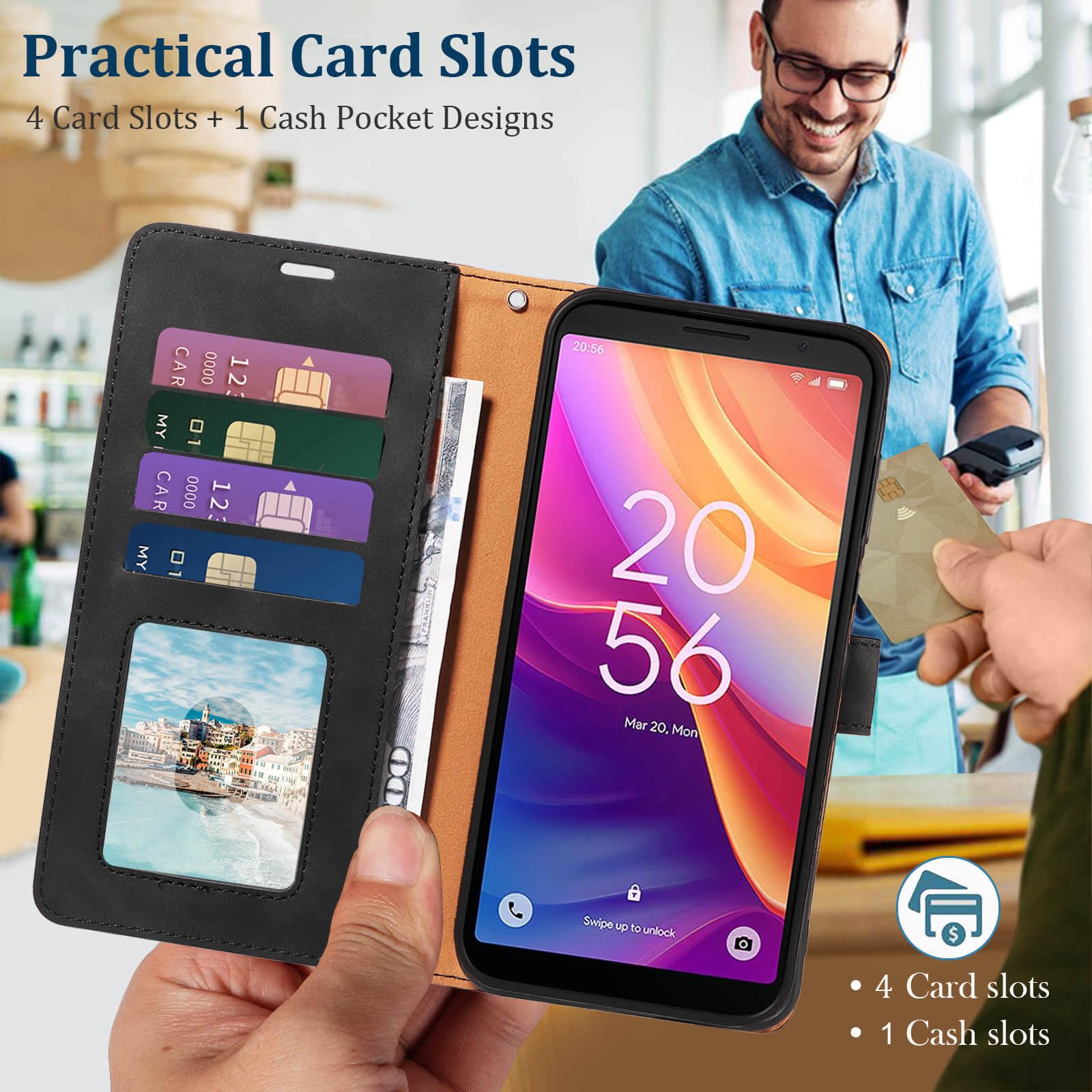 GOTOURED Wallet Phone Case for TCL 501 6 inch - Image 2