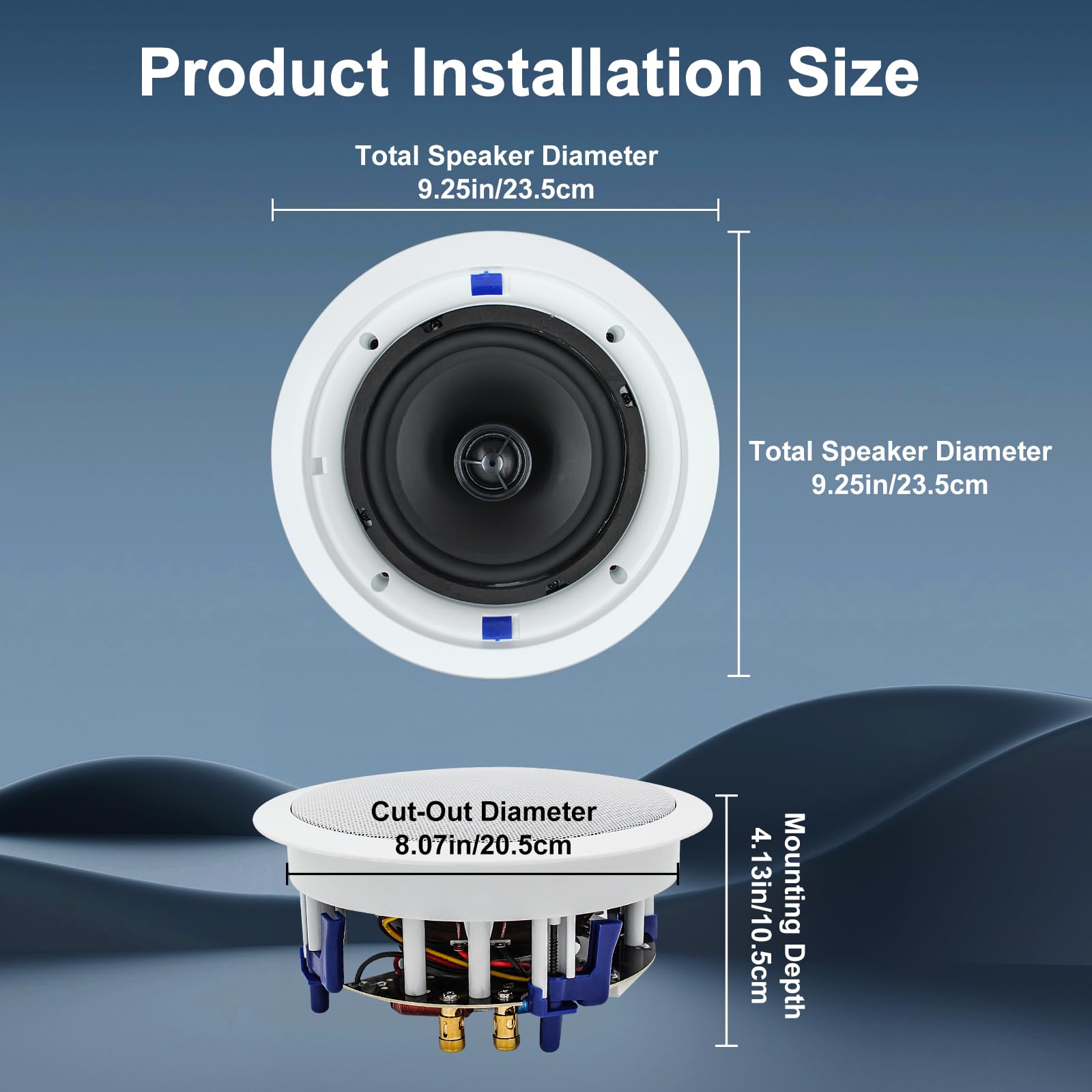 STUDIOFINIX 6,5-Zoll-Bluetooth-Ceiling-Speakers 320 W 2-Wege-Flush-Mount-In-Wall-Sprecher für zu Hause, Bad, Küche, Büro mit Full-Range-Superior-Sound