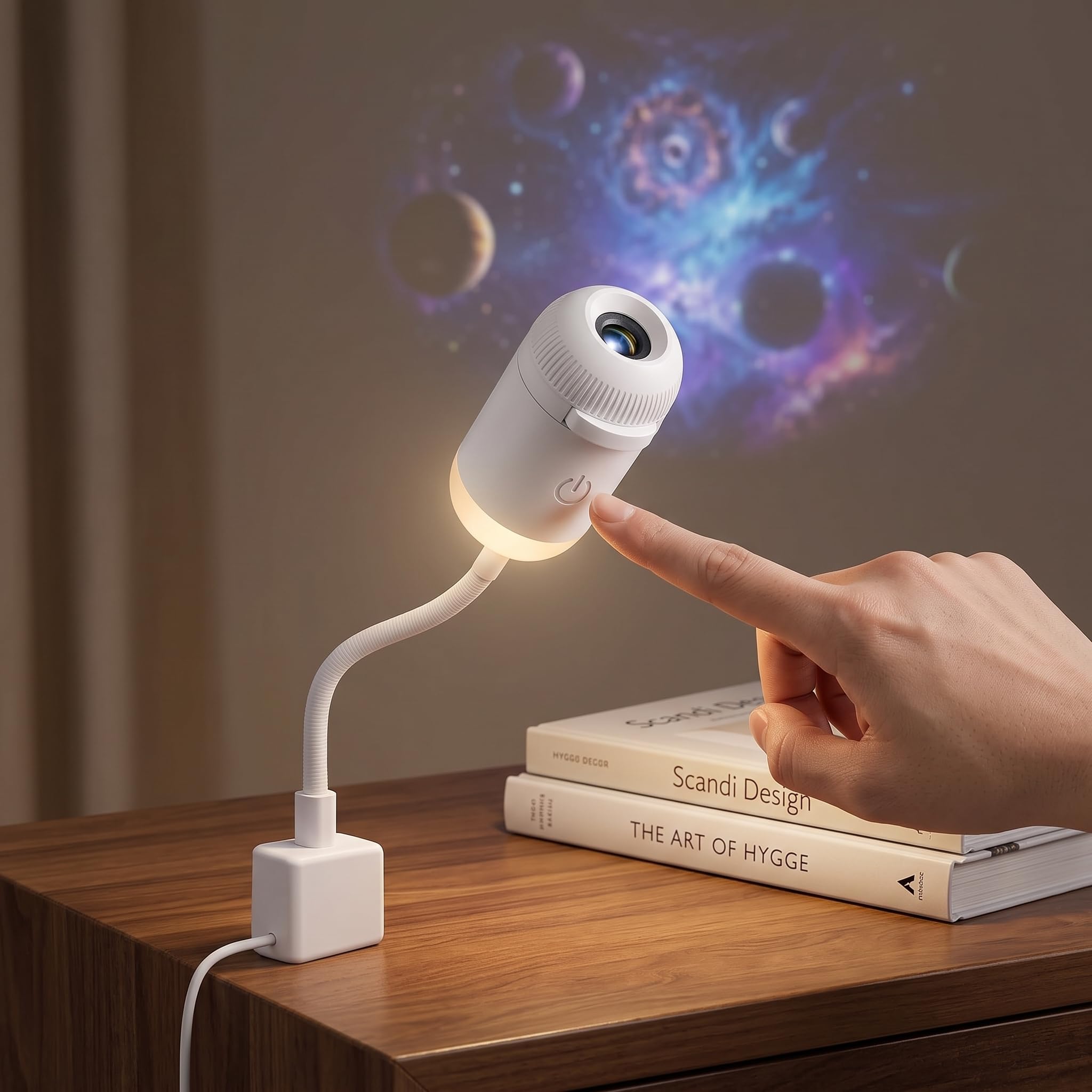 Plug and Play HD Star Projector, Galaxy Projector Night Light, 360° Rotating Starry Sky Projector, Smart Dynamic 5d Holographic Night Light Projector, para coche, dormitorio, 6 películas