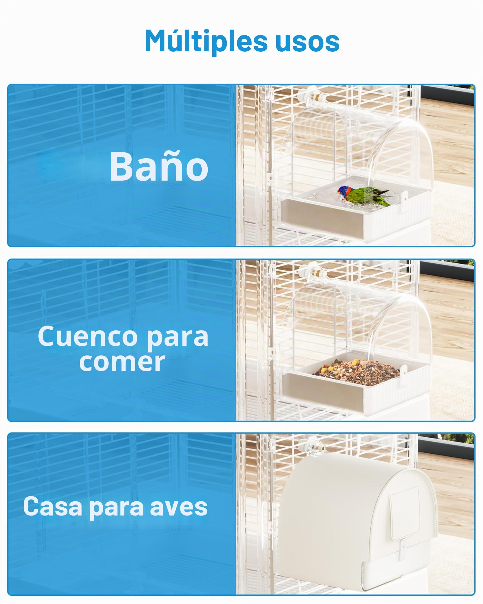 BUCATSTATE Casa de baños colgante para jaula de pájaros, 3 en 1, bañera para pájaros, cuenco, bebedero para pájaros, tazón, jaula de pájaros, accesorios para inseparables, pinzones, periquitos