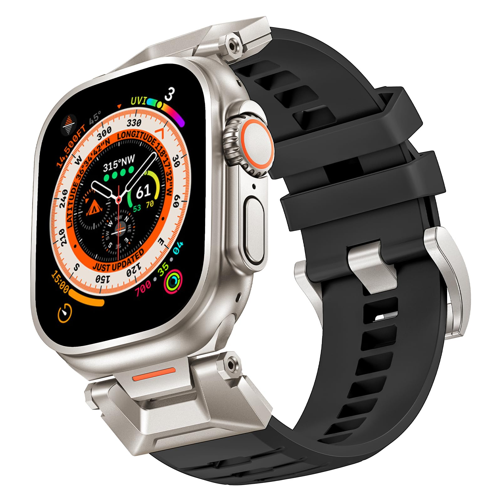 Goton for Apple Watch Band for Apple Watch Ultra 2 49mm, Apple Watch Bands for men 45mm 44mm 42mm Series 9 8 7 6 SE 5 4 3 2 1, Sturdy Metal Connector Comfort Silicone Bands for iWatch Accessories