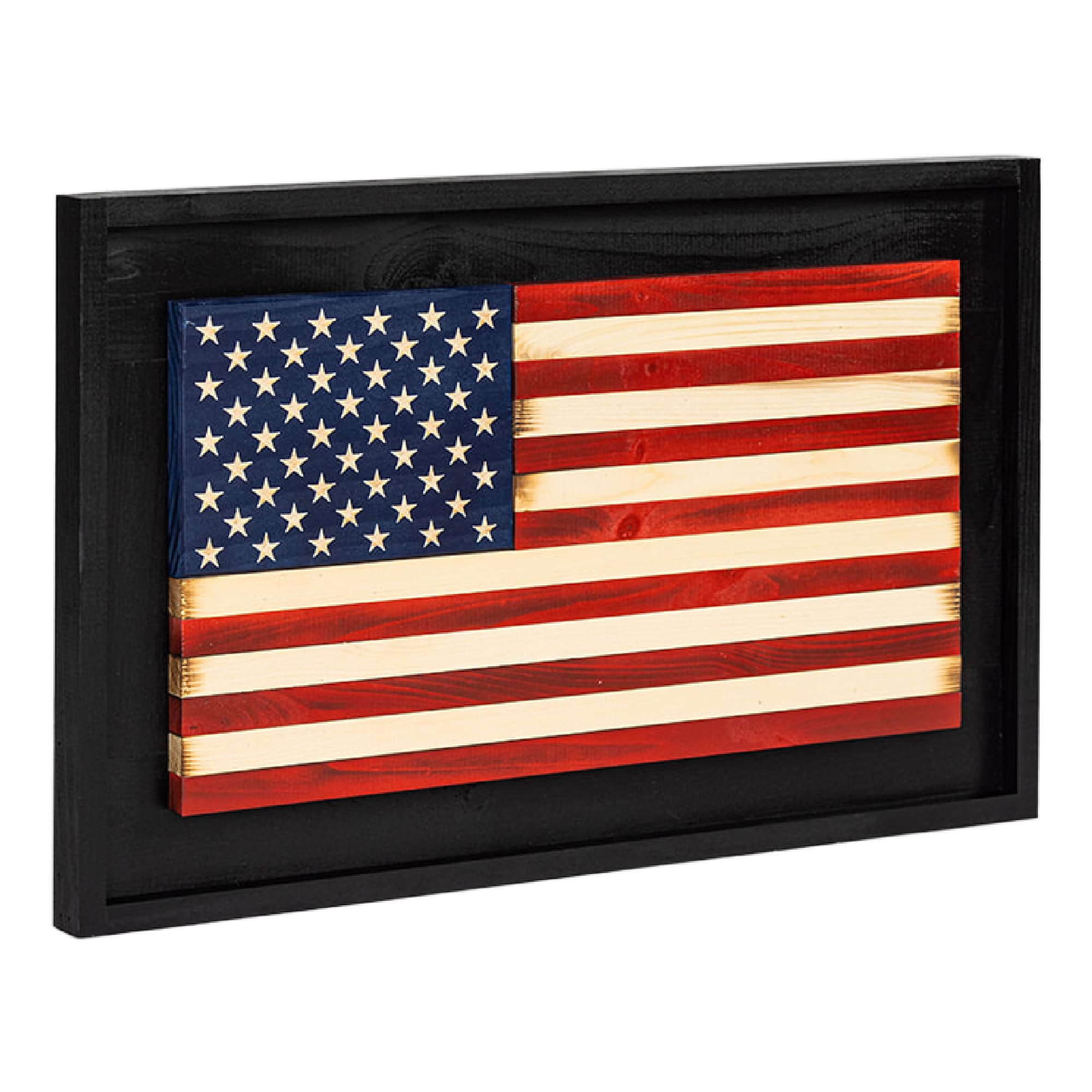 Flags of Valor Freedom Series Wooden American Flag | US Flag Wall Decor, Patriotic Wall Art, Made in USA by Veterans, Ready to Hang, Man Cave Room