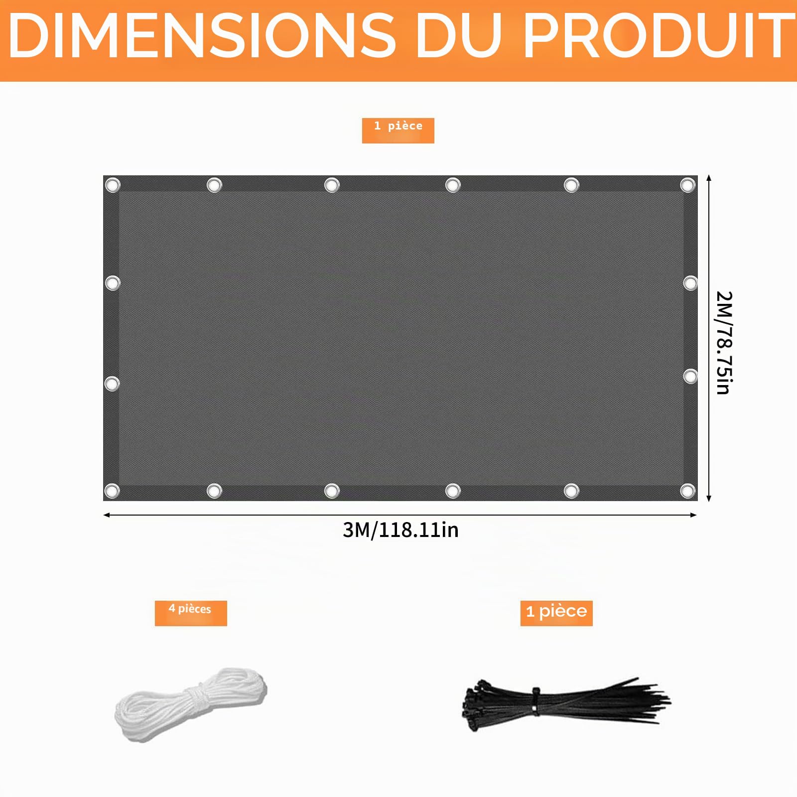 Voile D'Ombrage Rectangulaire,Voile D'ombrage Imperméable Rectangulaire 2x3m,Toile Ombrage Imperméable,Voile Dombrage Rrectangulaire,Filet Dombrage Rectangle,pour Jardin,Terrasse,Camping,Balcon