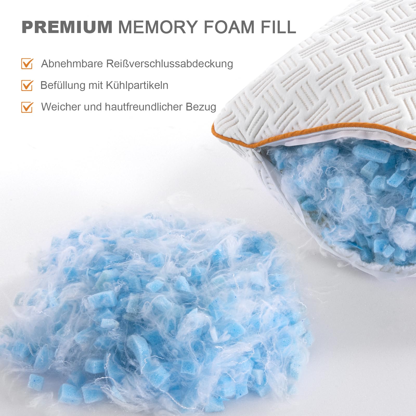 2 Cuscini 40x40 Cm In Memory Foam - Regolabili In Altezza, Federa Lavabile, Per Tutte Le Posizioni - Foto 3