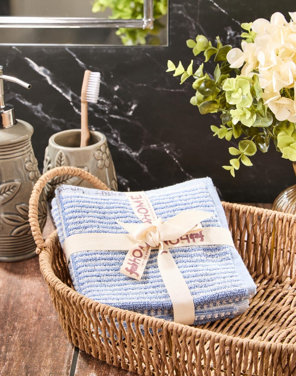 Fabindia Blue Cotton Pile Face Towel Set of 2-picture-31