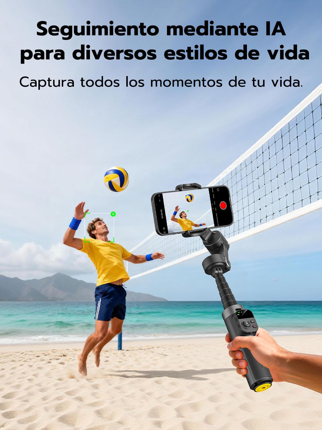 AOCHUAN Estabilizador de cardán para iPhone con reconocimiento Facia, estabilizador para Smartphone con Apertura de trípode con un Solo Clic, Control Remoto y Varilla de extensión de 50 cm, Smart X3