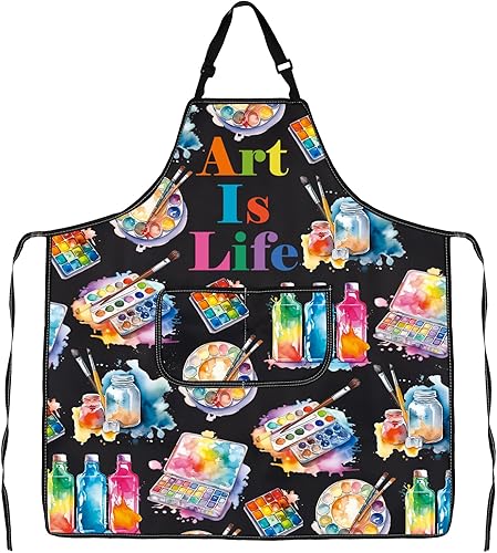 Miniatura 4 de JXGZSO Delantal de pintor para artistas, regalo para amantes del arte, pintor, regalo para artistas, delantal impermeable con bolsillo