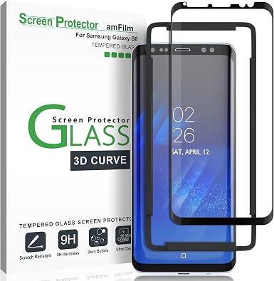 amFilm Galaxy S8 Screen Protector Glass, Full Cover (3D Curved) Tempered Glass Screen Protector with Dot Matrix for Samsung Galaxy S8 (Black): Buy Online at Best Price in UAE
