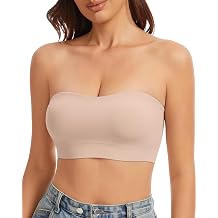 WOWENY Strapless Bras for Women Wireless Padded Bandeau Bra Non-Slip Seamless Tube Top Bra No Underwire Supportive Bralette
