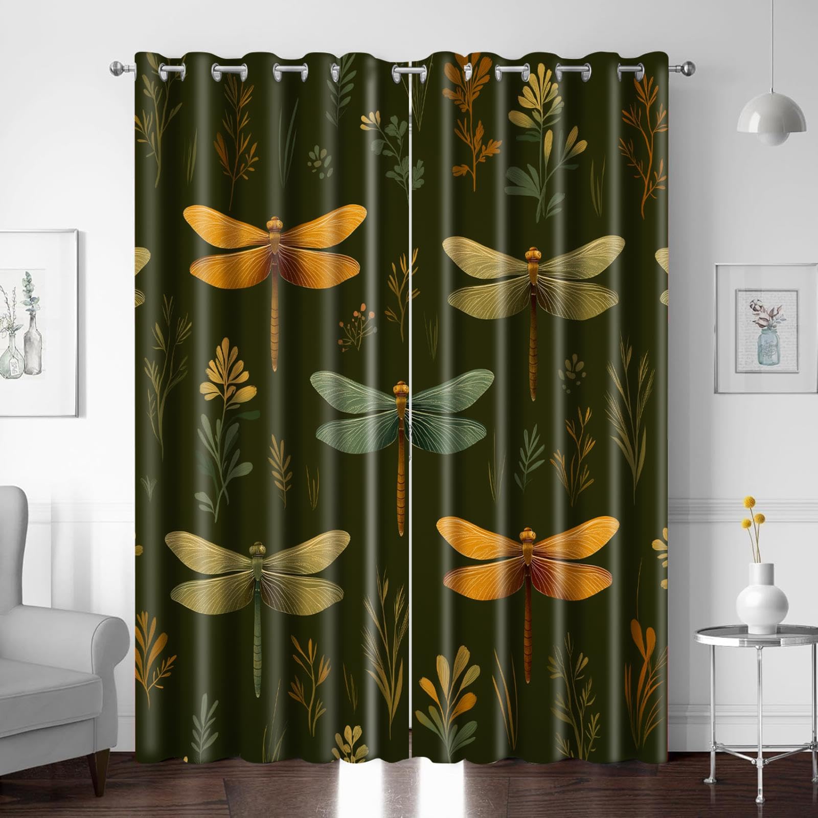 Rideaux occultants libellule 183x214 cm pour la chambre d'enfant