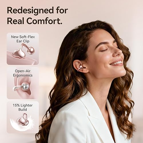 Miniatura 3 de Kinglucky Upgraded Clip-On Earbuds Comfortable fit & Crystal-Clear Sound, 50H Playtime Open Ear Buds Bluetooth 6.0 Wireless Headphones for Women &
