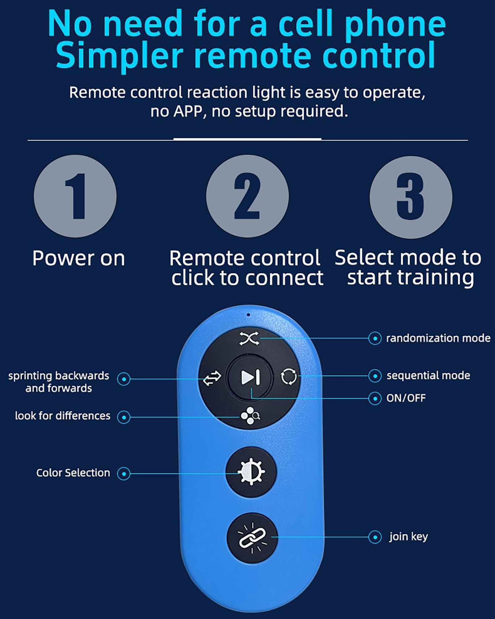 Luces de entrenamiento de reacción con control remoto, 4 modos y 4 colores