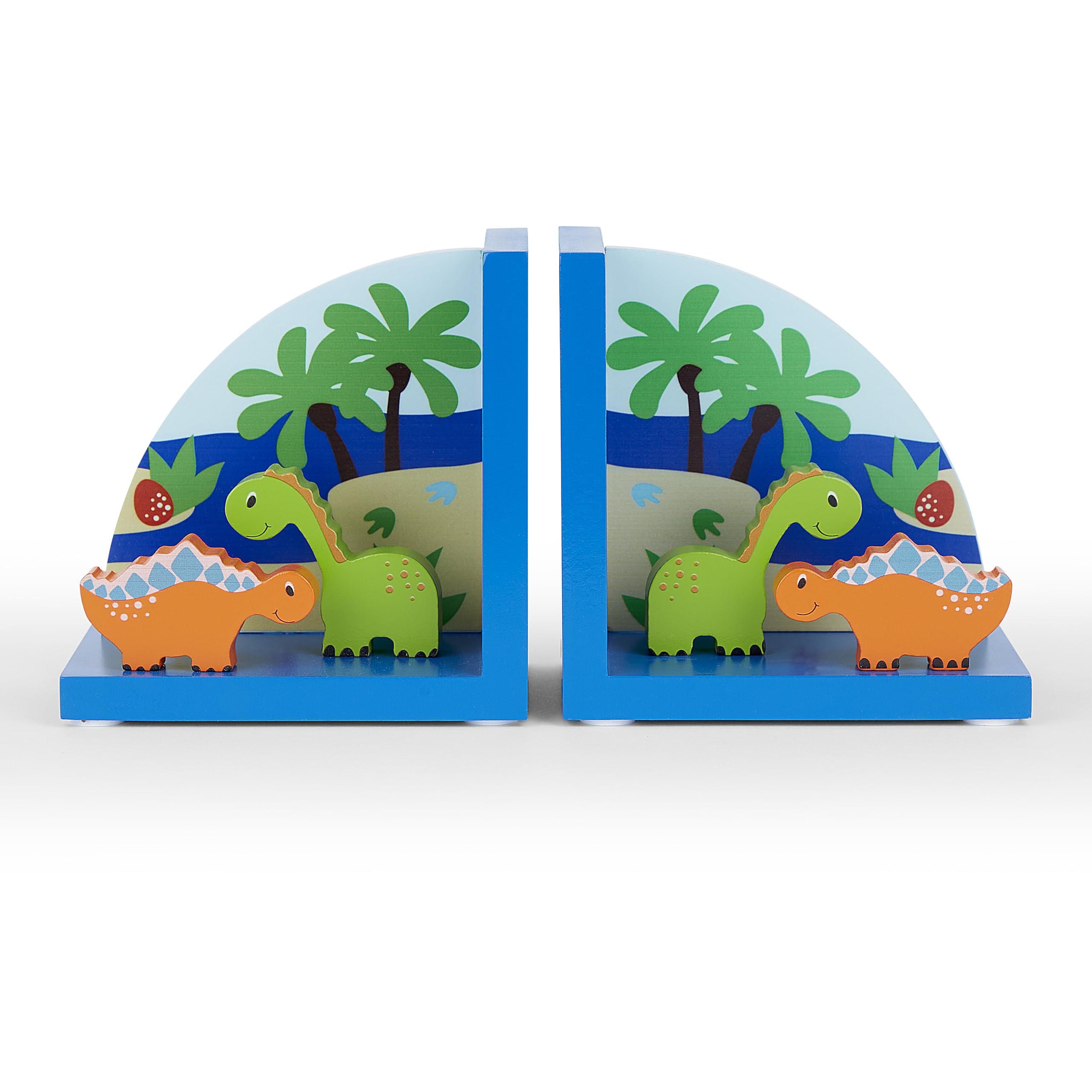 Mousehouse Gifts - Fermalibri di legno colorato a tema dinosauri per la stanza dei bambini o la camera da letto