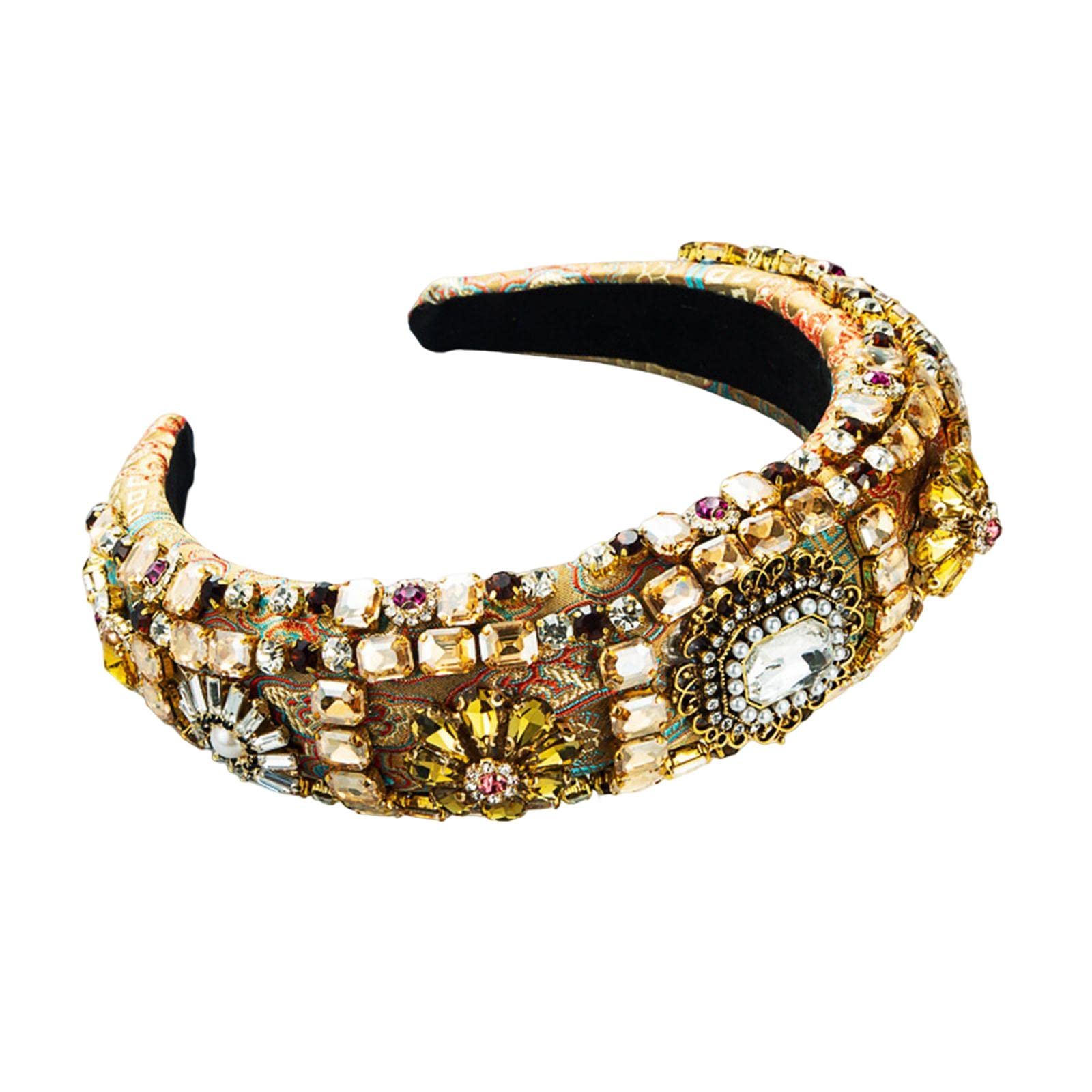Baroque Style Crystal Stone Headband Hair Hoop Comfortable for Wedding Bridal Brown-image-6