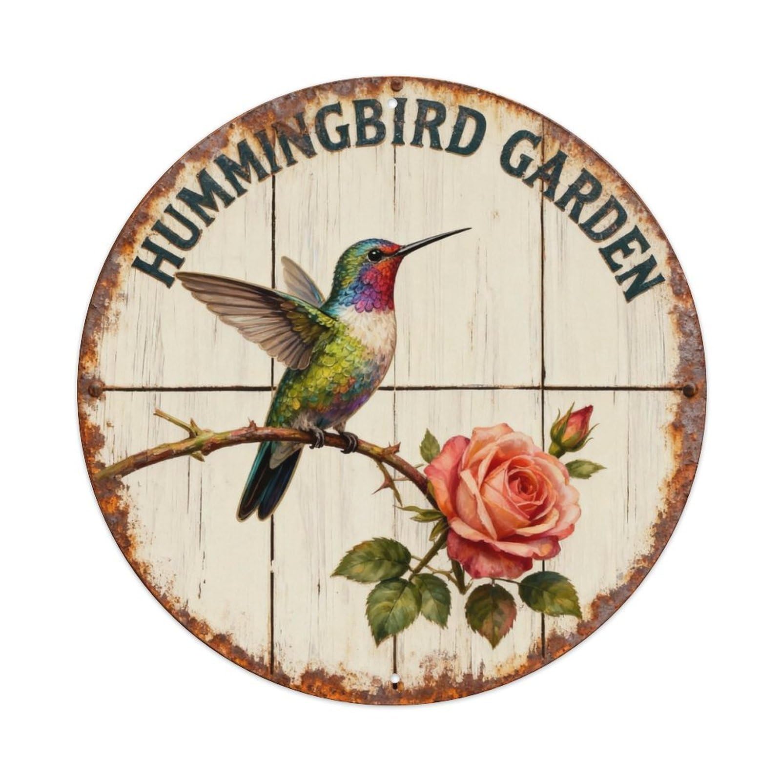 Hummingbird Round Sign Metal Tin Sign Plaque