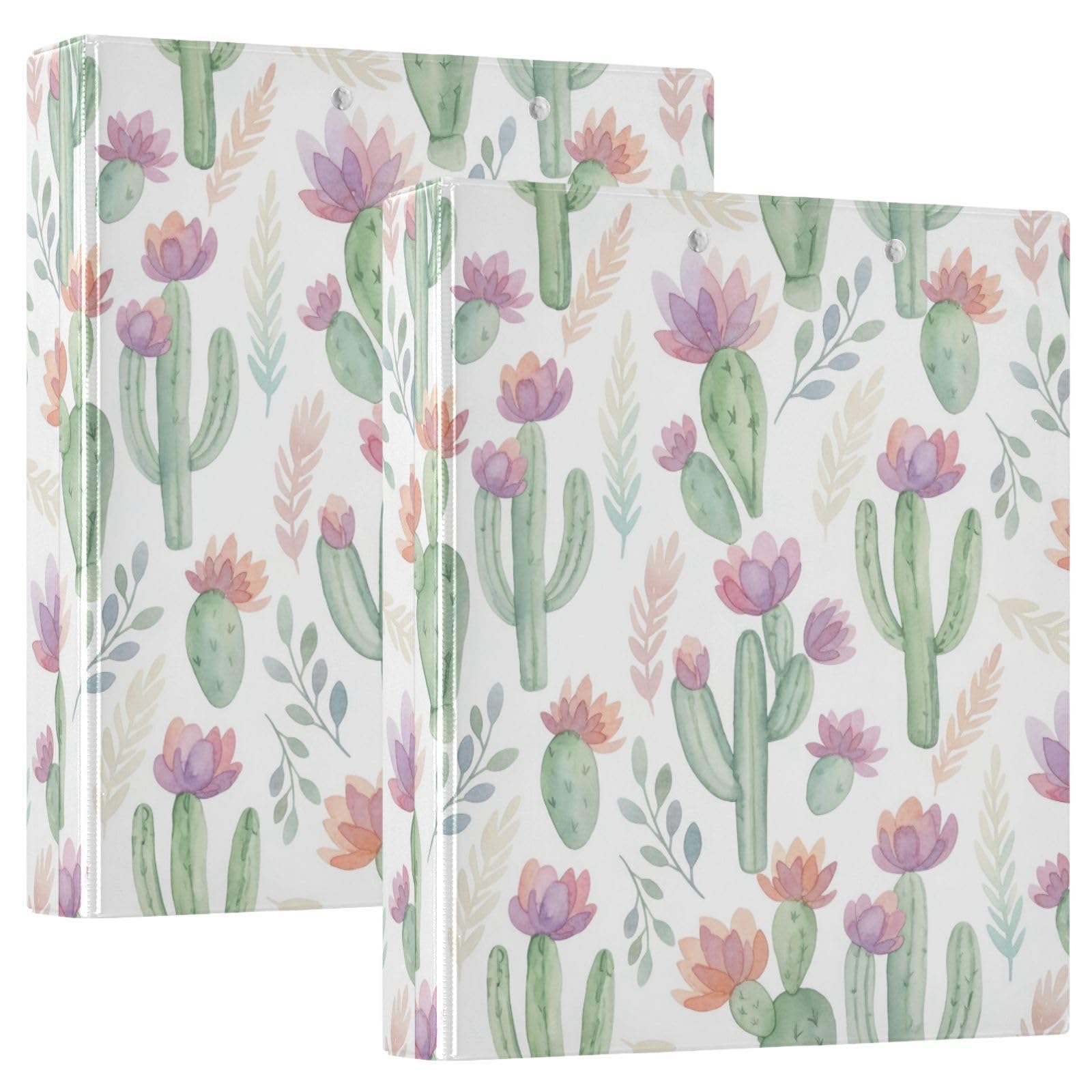 Carpeta de 3 anillos de flores de acuarela pastel de 1.5 pulgadas, carpeta de anillos en D, paquete de 2 | Con portapapeles y bolsillos, para escuela, universidad, oficina