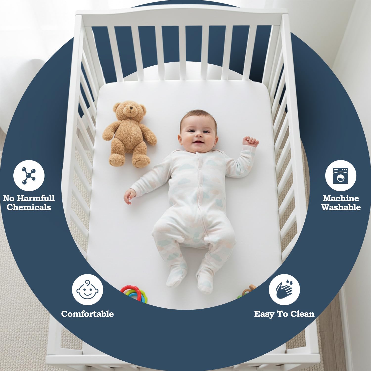 Lilly Belly - Sábanas para cuna Next to Me | Sábanas para cuna | Sábanas impermeables para cuna que se utilizan como protector de colchón | Productos esenciales para bebés recién nacidos - Sábana